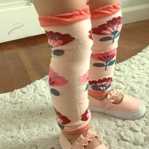 Pink floral leg warmers